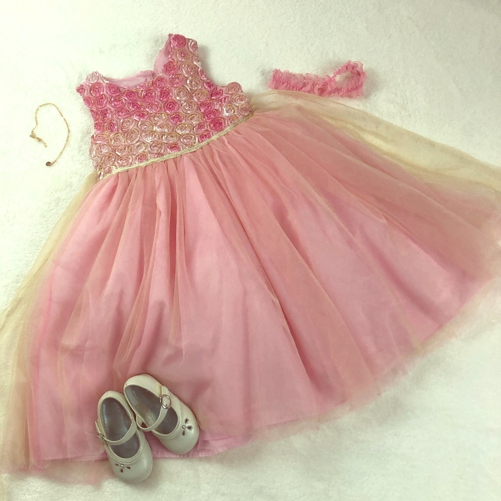 Pippa & Julie Girls Rose Sleeveless Flare Dress